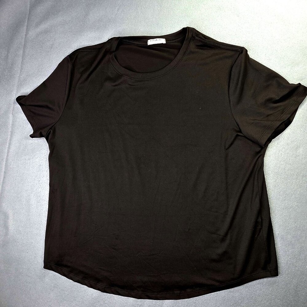 Pinspark Top Womens 2XL Black T Shirt Short Sleeve Stretch Layer Minimalist